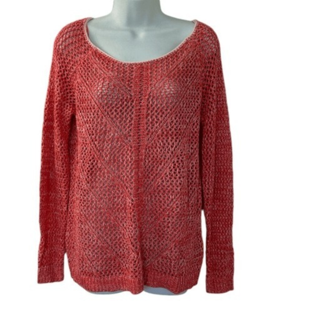 JohnPaulRichard Coral Open Knit Scoop Neck Lightweight Sweater Size‎ M NWT